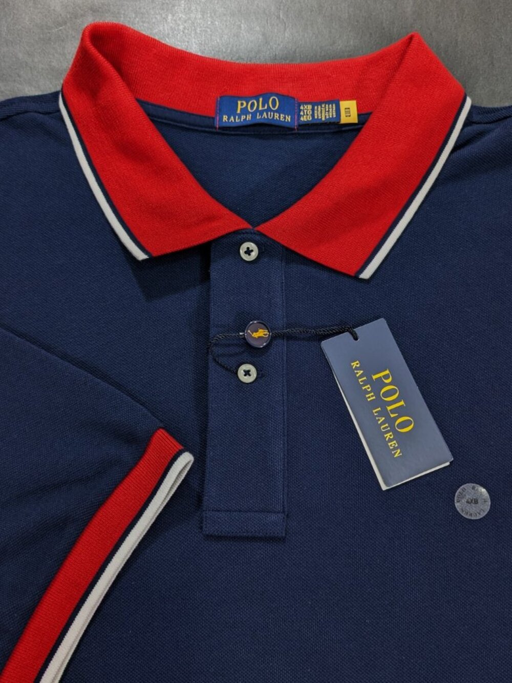 Polo Ralph Lauren Big & Tall Men's Navy Tipped Short Sleeve Polo Shirt 4XLT 4XB